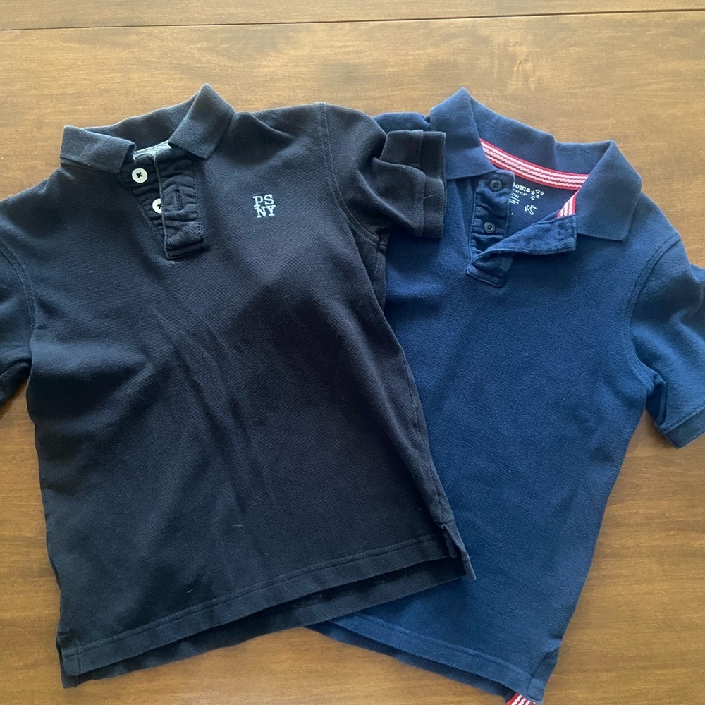 Lot of 2 boys polo shirts 6/7 navy and black
